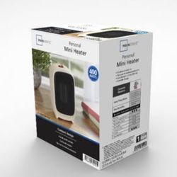 Set of 2 Mainstays Personal Electric Space Heater 400W for Indoor, Portable Electric Heater for Home, PTC Ceramic for Fast Safe Energy Efficiency, Whi