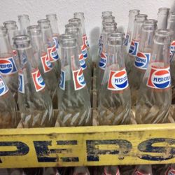 Yellow Pepsi Crate And 24 Glass 10ounce