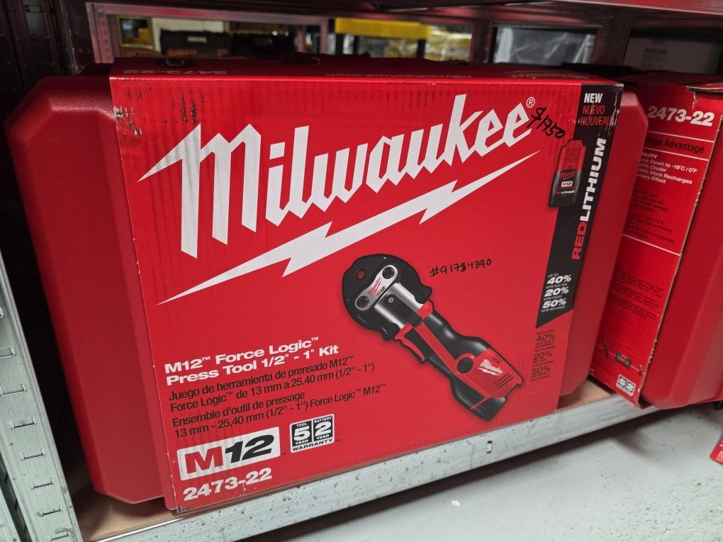 Milwaukee M12 Force Logic Presstool 1/2 To 1kit