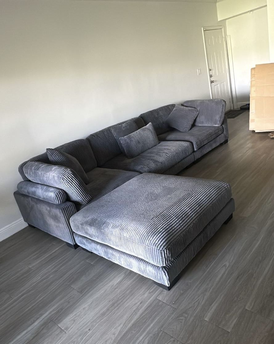Grey Large Velvet Sofa Sectional