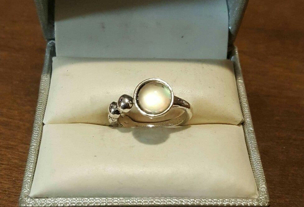 Vintage SS Moonstone Opal Ball Ring.