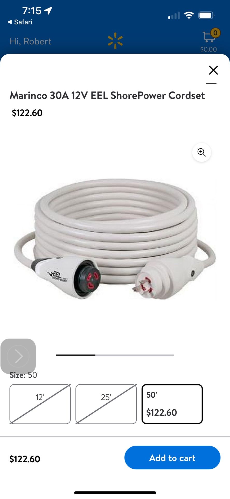 Marinco 30A 12V EEL ShorePower Cordset