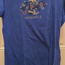 Grand Olde Opry Nashville Tennessee Blue Shirt XXL 38-40 Fits Like A Large Or XL Rhinestones Embelli