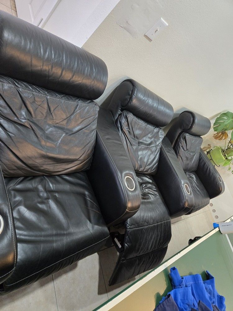 Electric Recline Leather Couch