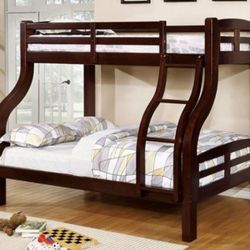 Brand New Espresso Twin Over Full Bunk Bed 