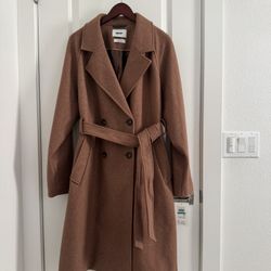 Solid Trench Coat DKNY Women's Tan Belted Coat size L Large NWT $285 camel brown
