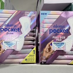 ALWAYS POCKET 12 COUNT SIZE 1 $3.50 EACH 