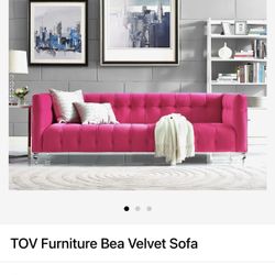 TOV Furniture Bea Pink Velvet Sofa – Barbie Aesthetic