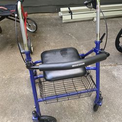 Mc Kesson Walker Rollator With Storage + Lock In Place Brakes 