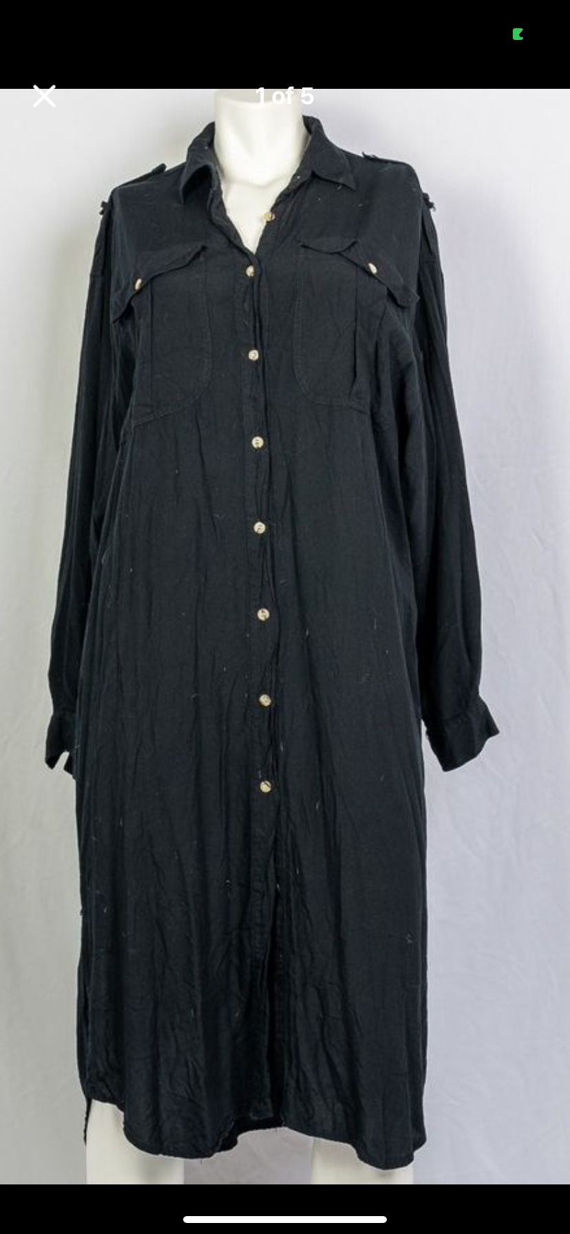 Vintage 80s black oversized shirt dress sz L