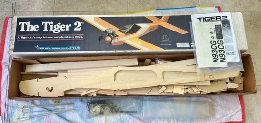 Carl Goldberg  The Tiger 2 Vintage Balsa R/C Plane Kit 61” Open Box