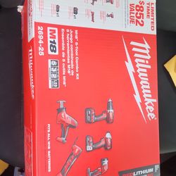 Milwaukee M18 18V Lithium-Ion Cordless Combo Kit (5-Tool) with (2) Batteries, Charger and Tool Bag