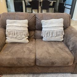 Love Seat, Couch And Ottoman Plus Pillows