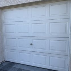 8 By 7 Foot 1 Single Car Garage Door With Rails And Motor/Opener