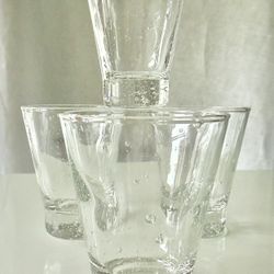 Set of 4 Pottery Barn Recycled Glass Shot Glasses  