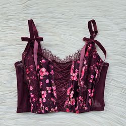 Victorias Secret Dream Angels Lace-Up Corset Top Size Large