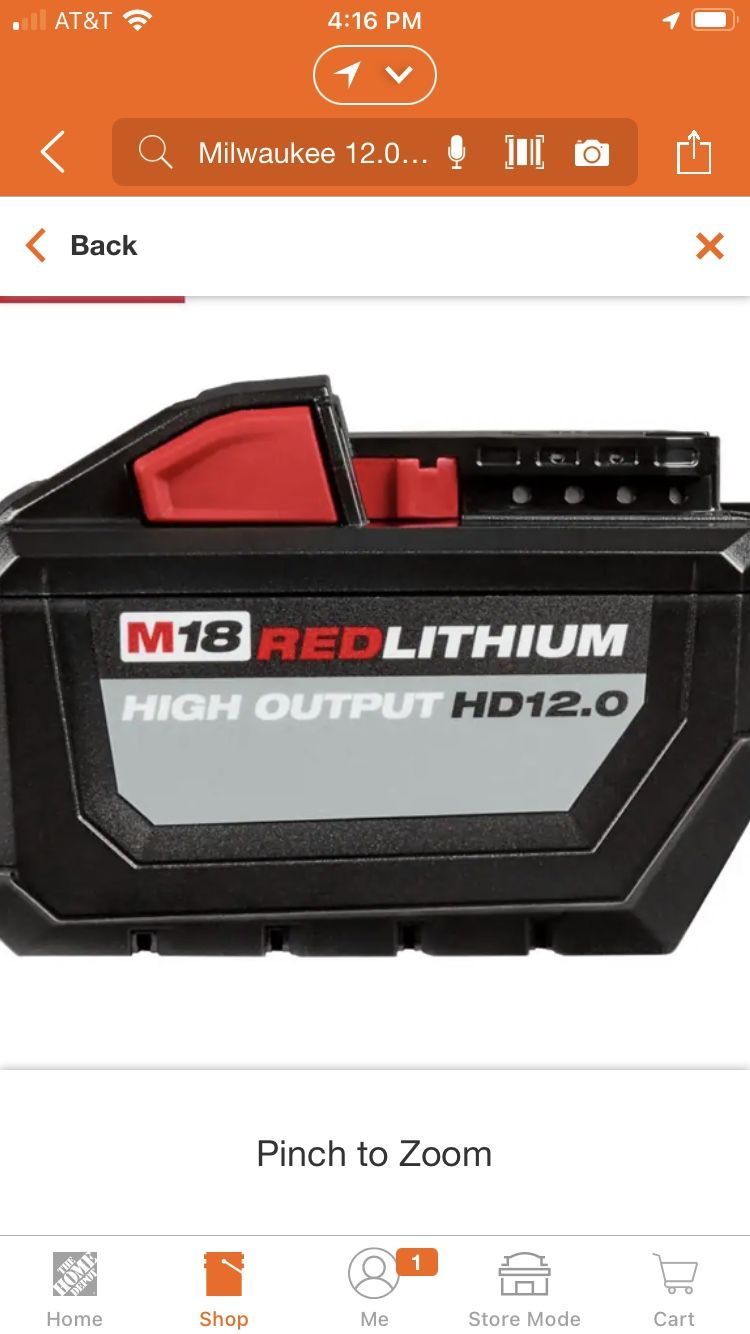 Milwaukee M18 18-Volt Lithium-Ion High Output 12.0Ah Battery