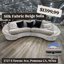 Silk Fabric Beige Sofa 