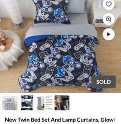 Like new boys game, bedding glow in the dark