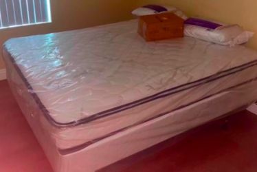 EVERYTHING GOES THIS WEEKEND …QUEEN PILLOW TOP MATTRESS/BOX SPRING/FRAME…