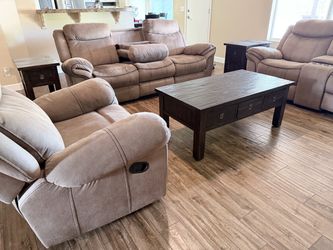 3-Piece Rustic Dark Wood Coffee and End Table Set
