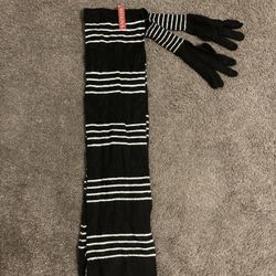 Target Merona black and white Scarf and Gloves Set - New with Tags