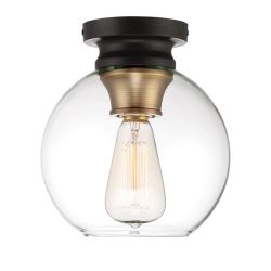 Home Decorators Collection Evelyn 1-Light Artisan Bronze Flush Mount with Clear Glass