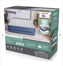 New Bestway Tritech Air Mattress Queen 18" with Built-in AC Pump and Antimicrobial Coating