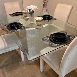 Elegant Glass Dining Table with Chairs - $50 (Must Pick Up)
