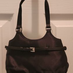 Small Black Satin Top Handles Evening Clutch Purse - Unbranded - One Size