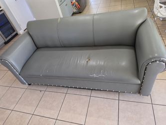 Gray faux leather couch free!!!