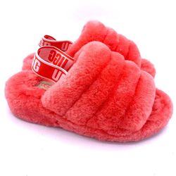 NWOT-UGG FLUFF YEAH SLIDE WOMEN SANDAL NEON CORAL US 5 /UK 3 /EU 36 /JP 22