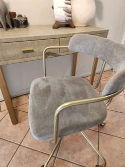 West Elm Custom Lenox Swivel Office Chair with Brass Frame