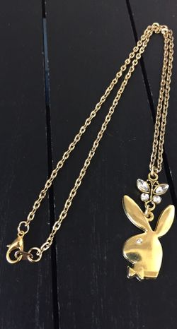 20” Stainless Steel Necklace with Crystal Butterfly/ Swarovski Glass Crystal Playboy Bunny Pendant