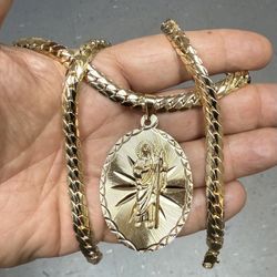 14k premium gold plated Saint Jude pendant and necklace ☎️(contact info removed)☎️