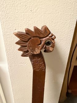 Vintage Carved Wood Dragon Walking Stick Cane 31in