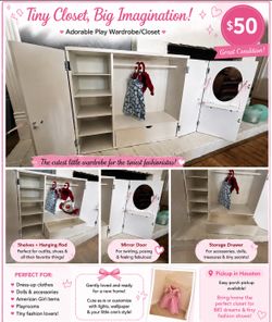 🌸 Our Generation Doll Wardrobe Closet | Wooden Wardrobe for 18” Dolls | $75 OBO 🌸