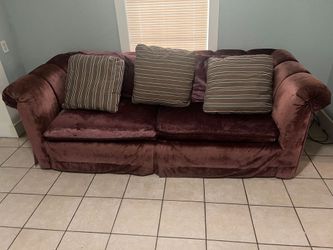 Velvet Couch & Throw Pillows