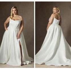 Azazie Katalina Diamond White Strapless Bridal Ball Gown