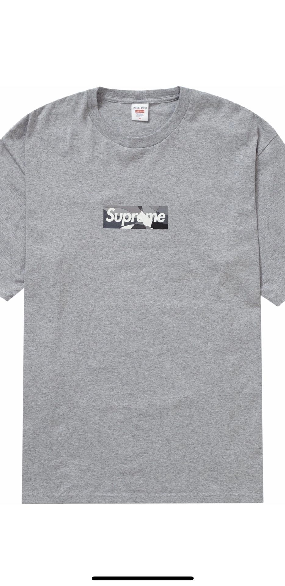 Supreme Emilio Pucci Box Logo Tee Heather Grey/ Black Size Large Brand New