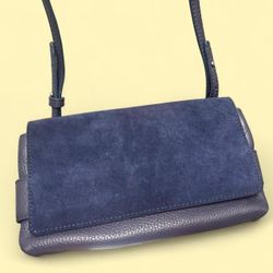 Navy Blue Suede and Leather Crossbody Bag Banana Republic