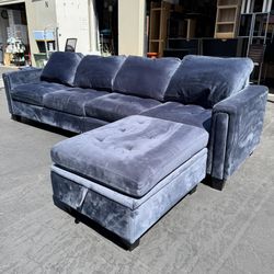 Belffin Velvet Reversible Modular Sectional Sofa with Chaise Clean and Good Condition 