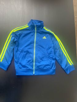 Adidas Track Jacket Blue Neon Yellow Stripes