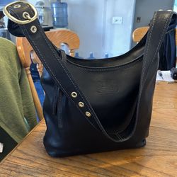 Coach Vintage Black Leather Bucket Purse Light Stains Inside  