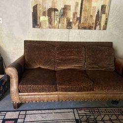 Fabric and leather Couch 