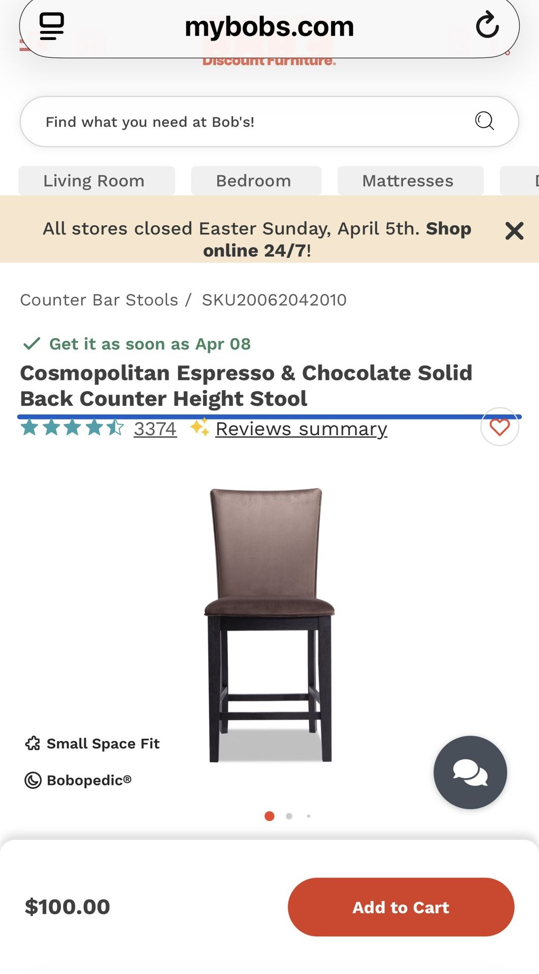 Cosmopolitan Espresso & Gunmetal Solid Back Counter Height Stool