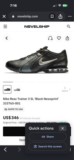 Nike reax trainers 3 SL black newsprint
