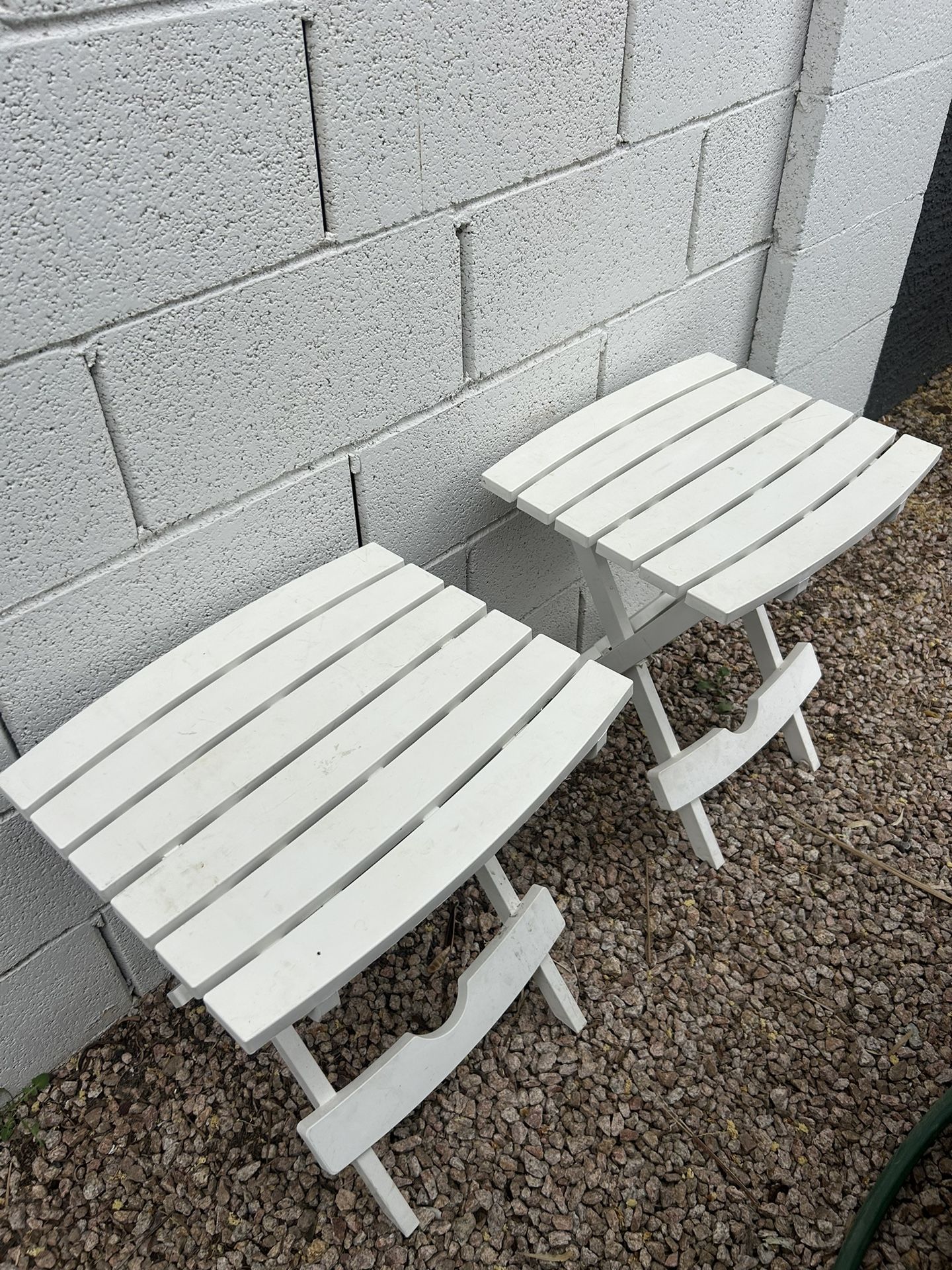 2 folding tables 20 inches tall 17 inches long 14 inches wide