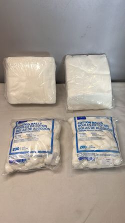 Medline Cotton Balls 200ct x2 + Gauze Pads Non-Sterile Bulk Medical Lot