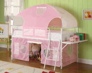 White and Pink Tent Bunk Bed - $345